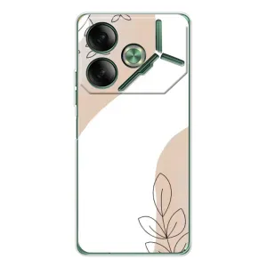 Силконовий чохол з принтом в квітах на Tecno Pova 7 5G (Нюдова гілочка абстракція)