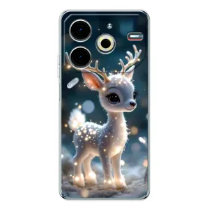 Яркий чехол для TECNO Pova 7 Pro с Зимними Оленятами (Блестящий олененок)