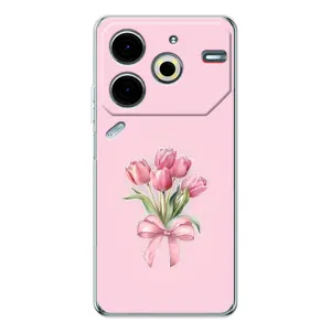 Чехол с розовым рисунком для Tecno Pova 7 Pro (Букет цветов)