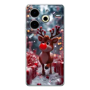 Яркий чехол для TECNO Pova 7 Pro с Зимними Оленятами (Олень среди подарков)