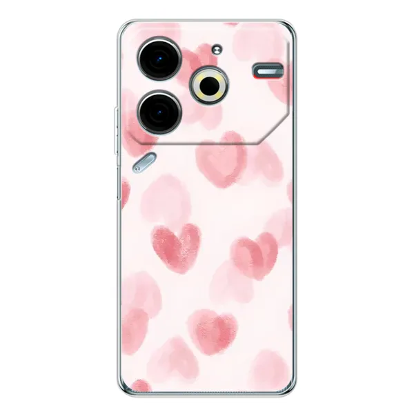 Чехол с принтом «Розовые сердечки» для TECNO Pova 7 Pro