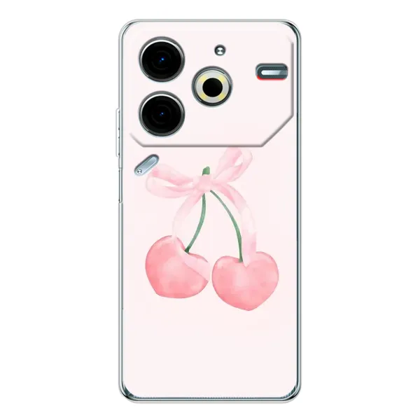 Чехол с принтом «Розовые вишни» для TECNO Pova 7 Pro