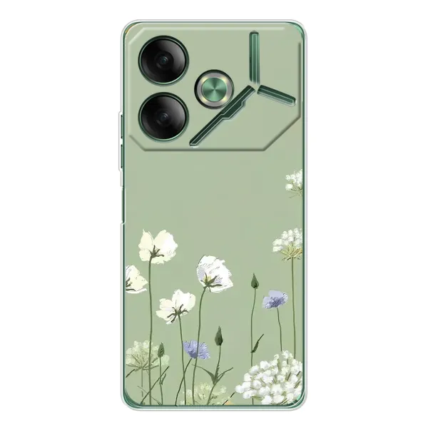 Чехол с принтом «Цветы на зеленом» для TECNO Pova 7 Ultra