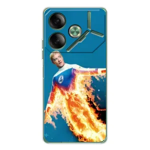 Чехол с принтом Фантастическая четверка для Tecno Pova 7 Ultra (Человек-факел в огне)