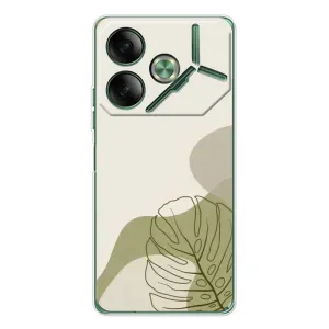 Силиконовый чехол с принтом в цветах на Tecno Pova 7 Ultra (Зеленая монстера дизайн)