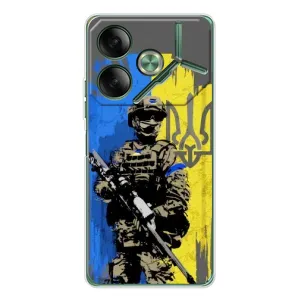 Чехлы с картинкой ЗСУ для Tecno Pova 7 (AlphaPrint) (АРТ солдат)