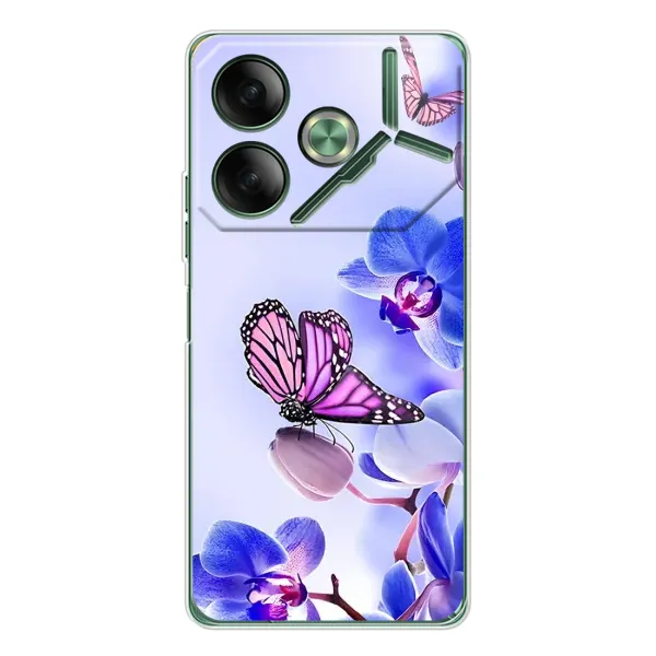 Чехол с принтом «Бабочка на цветочке» для TECNO Pova 7