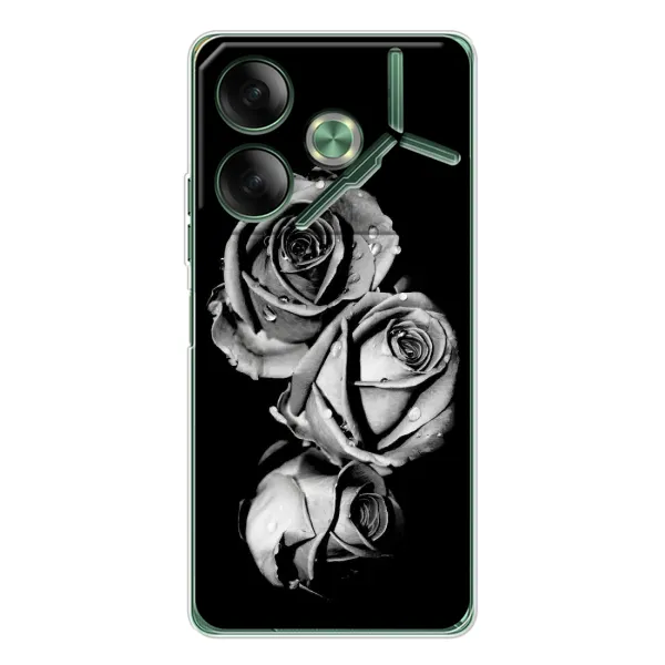 Чохол з принтом «Чорна троянда» для TECNO Pova 7