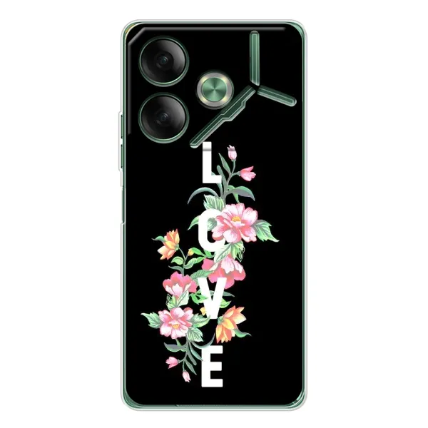 Чехол с принтом «Цветы LOVE» для TECNO Pova 7