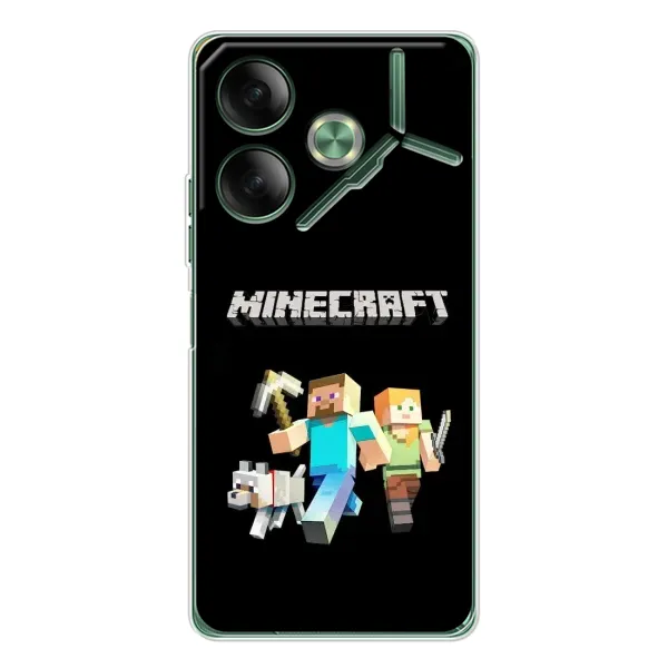 Чехол с принтом «герои Minecraft» для TECNO Pova 7
