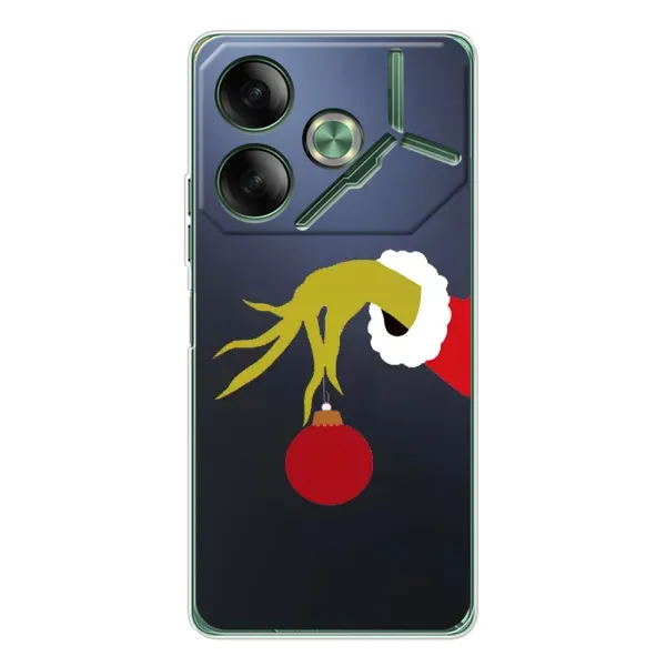 Чехол с принтом «Гринч с игрушкой» для TECNO Pova 7