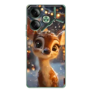 Яскравий чохол для TECNO Pova 7 з Зимові Оленята (Оленятко серед гірлянд)