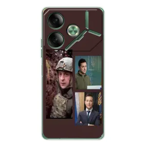 Чехол для Tecno Pova 7 (AlphaPrint - с принтом Зеленского) (Президент)