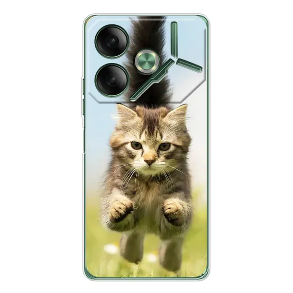 Чохол з принтом «Прижок кота» для TECNO Pova 7