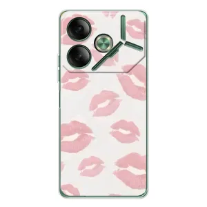 Чехол с розовым рисунком для Tecno Pova 7 (Розовые губы)