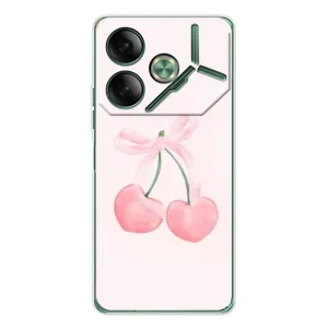 Чехол с розовым рисунком для Tecno Pova 7 (Розовые вишни)