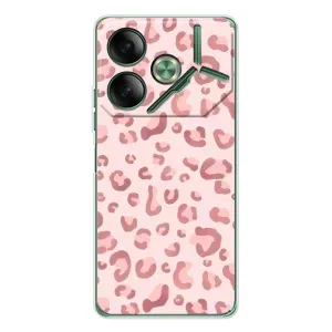 Чехол с розовым рисунком для Tecno Pova 7 (Розовый леопард)
