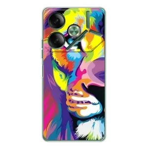 Чохол з картинкою ЛЕВ для Tecno Pova 7 (VPrint) (Яскравий Лев)
