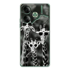 Силиконовый чехол с КАРТИНКАМИ лето для Tecno Pova 7 (AlphaPrint) (Жирафы в очках)
