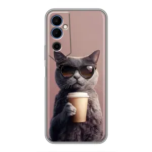 Чехол с принтом «Кот с кофе» для TECNO POVA Neo 2