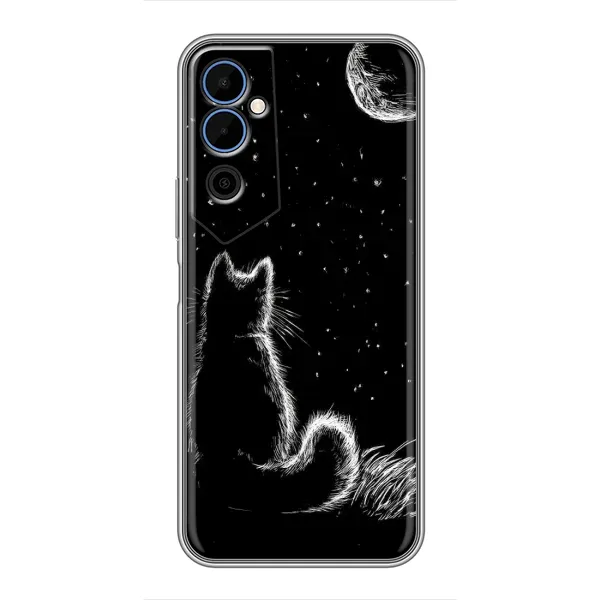 Чехол с принтом «Котик и луна» для TECNO POVA Neo 2