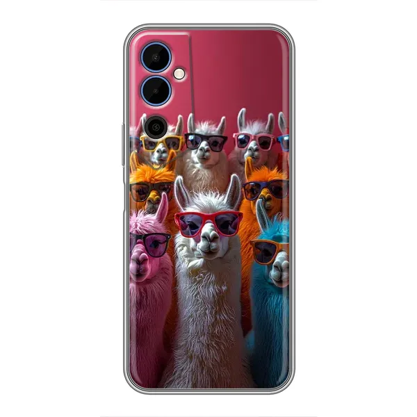 Чехол с принтом «Ламы в очках» для TECNO POVA Neo 2