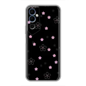 Чехол с принтом «Розовые цветы на черном» для TECNO POVA Neo 2