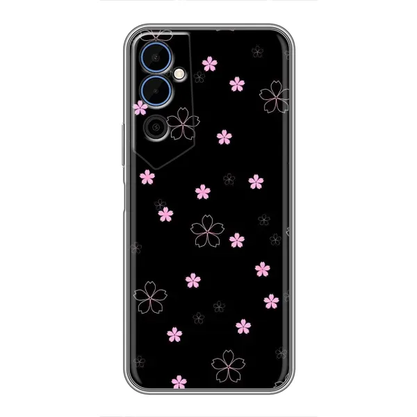 Чехол с принтом «Розовые цветы на черном» для TECNO POVA Neo 2