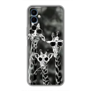 Силиконовый чехол с КАРТИНКАМИ лето для Tecno POVA Neo 2 (AlphaPrint) (Жирафы в очках)