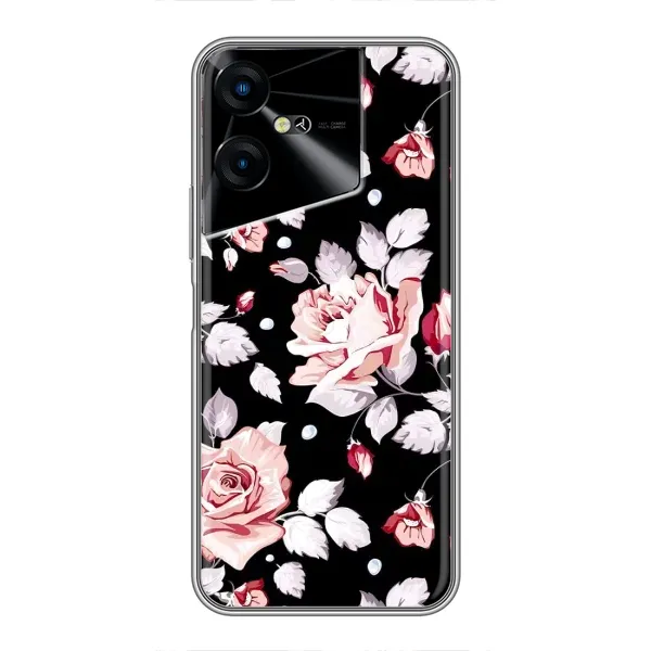 Чехол с принтом «Цветочки на черном» для TECNO POVA Neo 3