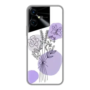 Силконовий чохол з принтом в квітах на Tecno POVA Neo 3 (Букет фіолетова абстракція)