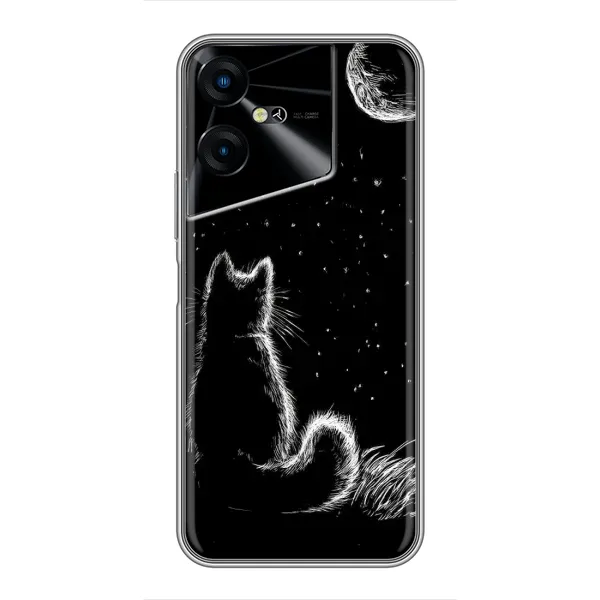 Чохол з принтом «Котик і місяць» для TECNO POVA Neo 3