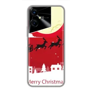 Різдвяні Чохли для Tecno POVA Neo 3 (VPrint) (Санта з оленями)