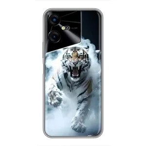 Чохол з картинкою 'Хижаки' для Tecno POVA Neo 3 (Білий тигр у диму)