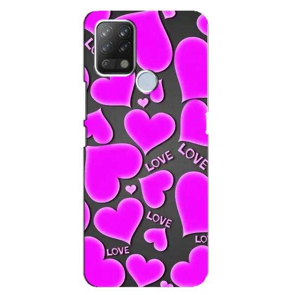 Чехол с принтом «Pink hearts» для TECNO Pova