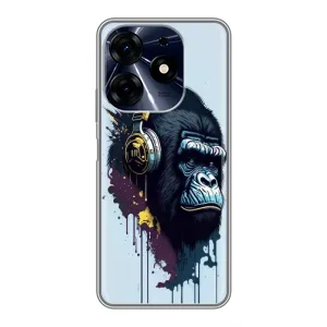 Чохол з Мавпами TECNO Spark 10 Pro - (AlphaPrint) (Горила в навушниках)
