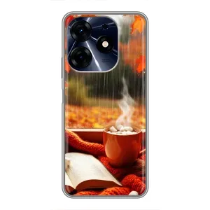 Чохол з унікальним дизайном 'Осінь з кавою' для TECNO Spark 10 Pro (Кава і дощ)