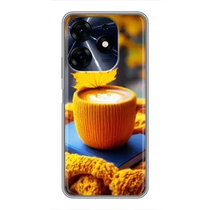 Чохол з унікальним дизайном 'Осінь з кавою' для TECNO Spark 10 Pro (Кава на жовтому пледі)