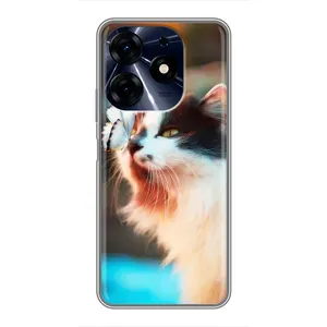 Чехол с принтом «Котик с бабочкой» для TECNO Spark 10 Pro