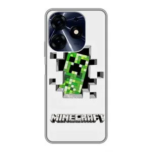 Чехол Майнкрафт на TECNO Spark 10 Pro (AlphaPrint) Minecraft (крипер Майнкрафт)