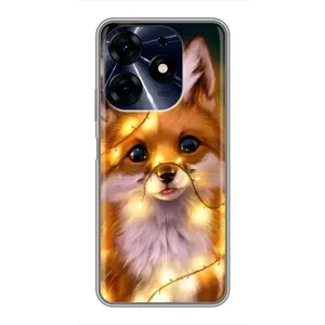 Чехлы с картинкой Лисички для TECNO Spark 10 Pro (VPrint) (Лисичка в гирляндах)