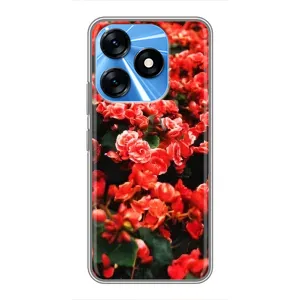 Чехлы с Цветами для TECNO Spark 10 (VPrint) (Цветы красные)