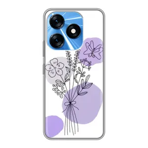 Силиконовый чехол с принтом в цветах на TECNO Spark 10 (Букет фиолетовая абстракция)