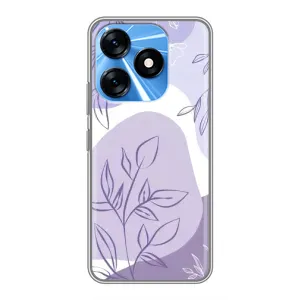 Силиконовый чехол с принтом в цветах на TECNO Spark 10 (Фиолетовые листья абстракция)