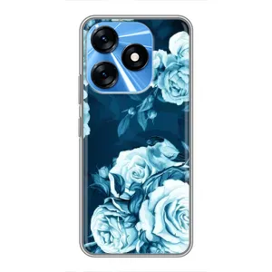 Чехлы (ART) Цветы на TECNO Spark 10 (VPrint) (Голубые Бутоны)