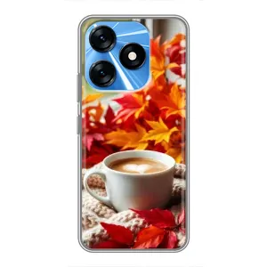 Чехол с уникальным дизайном «Осень с кофе» для TECNO Spark 10