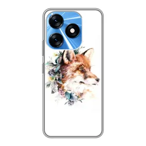 Чехлы с картинкой Лисички для TECNO Spark 10 (VPrint) (Лисичка в цветочках)