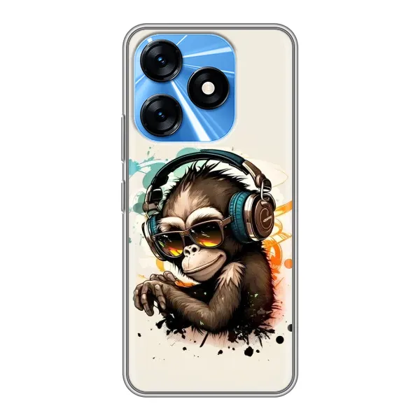 Чехол с принтом «Макака в наушниках» для TECNO Spark 10 Чехол с принтом «Макака в наушниках» для TECNO Spark 10