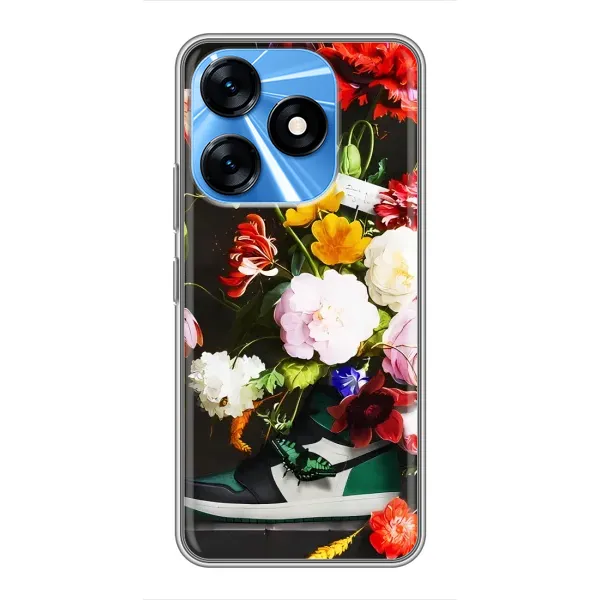 Чохол з принтом «Nike цветы» для TECNO Spark 10
