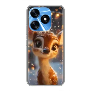 Яскравий чохол для TECNO Spark 10 з Зимові Оленята (Оленятко серед гірлянд)